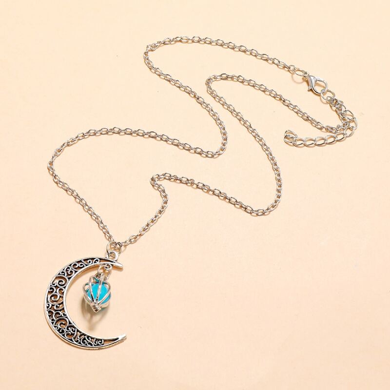 

Moon Decor Luminous Pendant Necklace, Royal blue