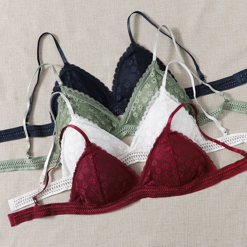 

4pack Triangle Lace Bra Set, Multicolor