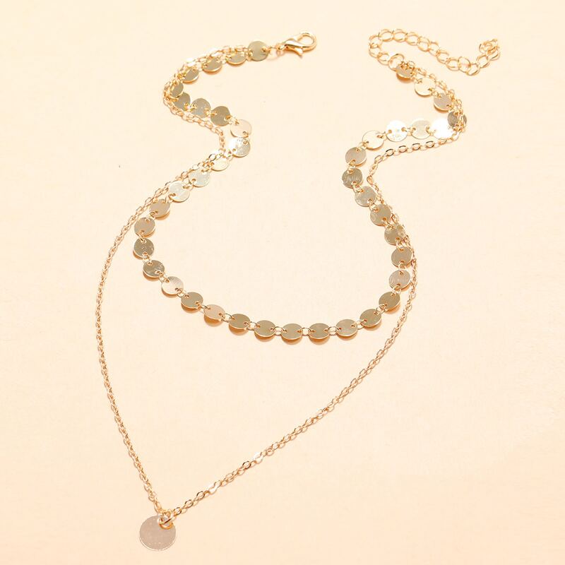 

Disc Decor Layered Necklace, Gold