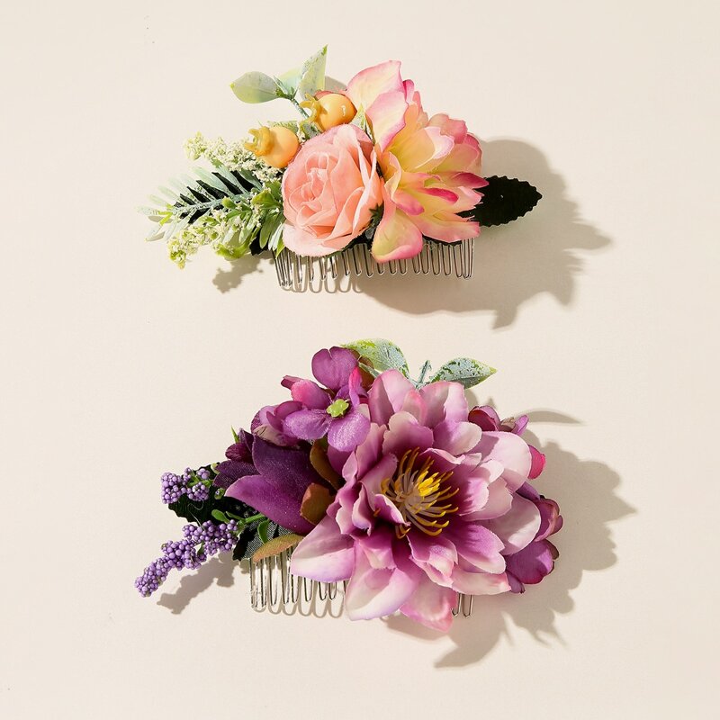 

2pcs Floral Hair Clip, Multicolor