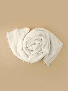 1 chiếc khăn trùm đầu Ả Rập bằng vải lanh trơn màu đơn giản dành cho nữ, khăn choàng Abaya mềm mại, phụ kiện đi biển, chống nắng, thích hợp sử dụng hàng ngày, quần áo che mặt mùa đông thu - Màu be - Xem 3