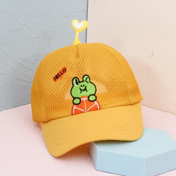 

Toddler Kids Cartoon Frog Embroidered Baseball Cap, Yellow