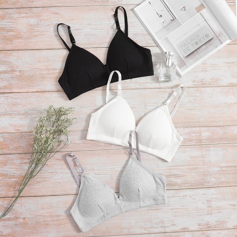 

3pack Solid Bra Set, Multicolor