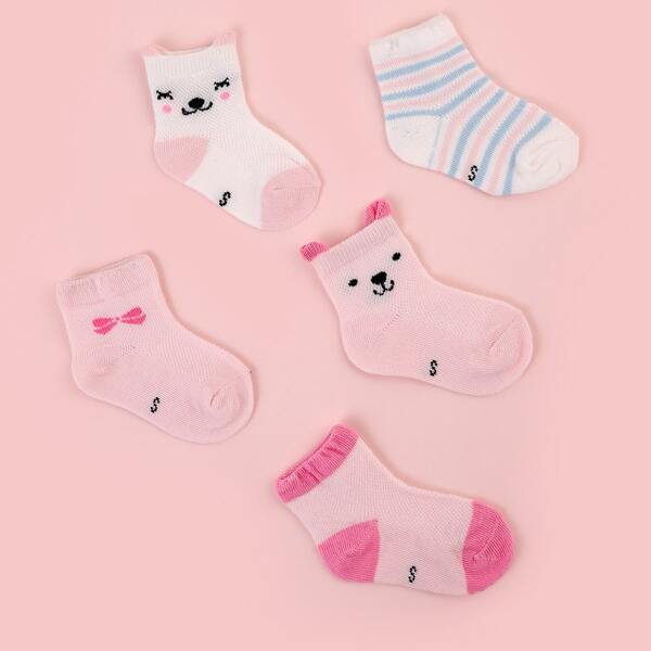 

5pairs Baby Cartoon Graphic Socks, Multicolor