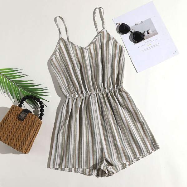 

Striped Colorblock Slip Romper, Multicolor