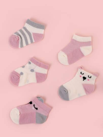 5pairs Baby Cartoon Graphic Socks