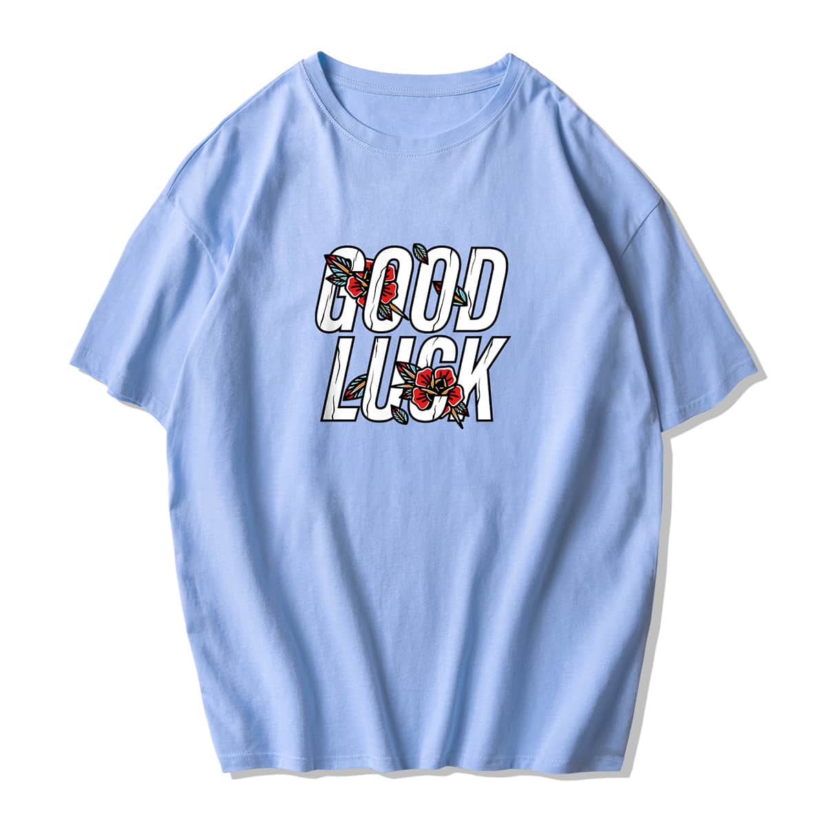 

Guys Letter Floral Graphic Tee, Baby blue