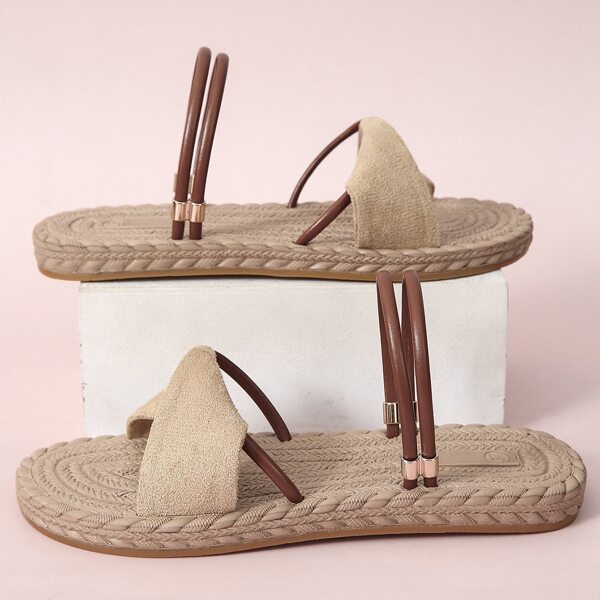 

Suede Twist Slide Sandals, Beige