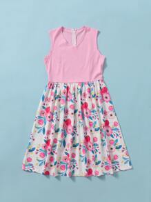 Floral Print A-line Dress - Multicolor - View 1