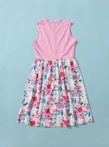 Floral Print A-line Dress - Multicolor - View 2