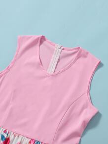 Floral Print A-line Dress - Multicolor - View 3