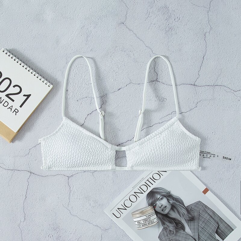 

Textured Bikini Top, White