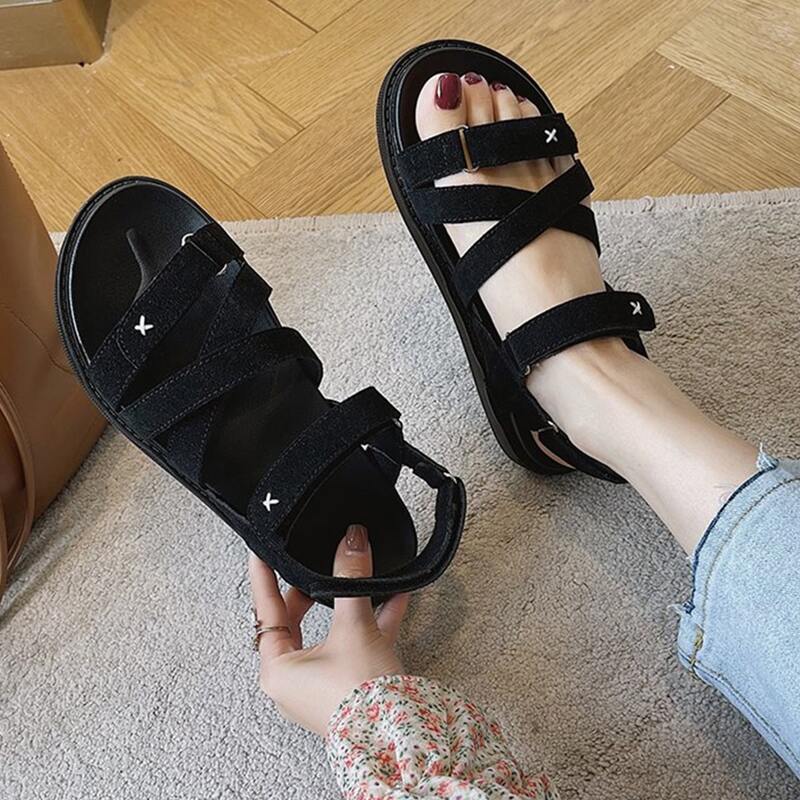 

Simple Velcro Strap Sandals, Black