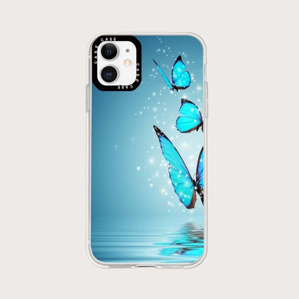 

Butterfly Print Phone Case, Blue
