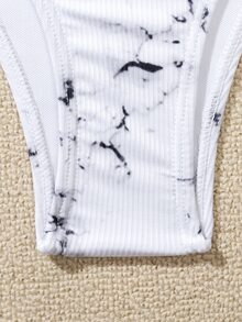 Marble Print Bikini For Summer Beach Vacation - White - View 4