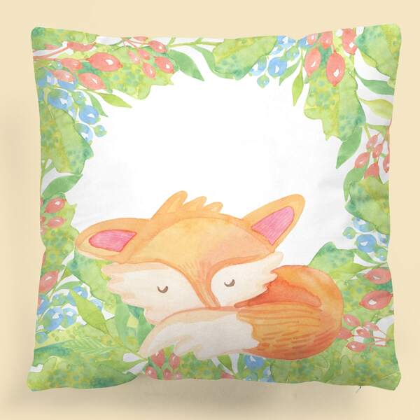 

Kids Fox Print Cushion Cover Without Filler, Multicolor