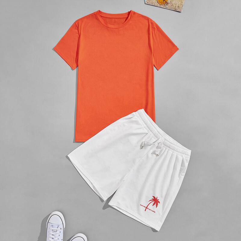 

Guys Tropical Trees Print Tee & Track Shorts, Multicolor