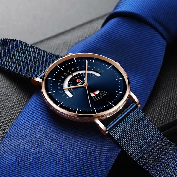 

Men Mesh Strap Calender Quartz Watch