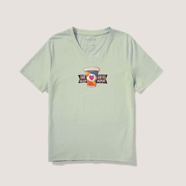 

Letter Graphic Crew Neck Tee, Green