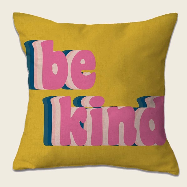 

Slogan Graphic Cushion Cover Without Filler, Yellow
