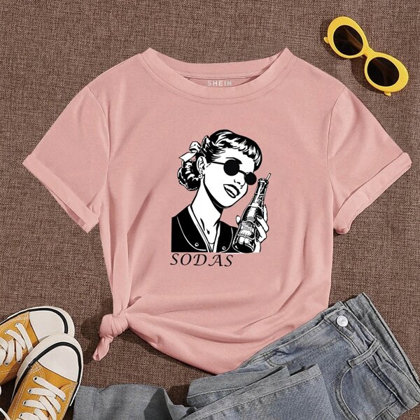 

Letter & Figure Graphic Tee, Coral pink