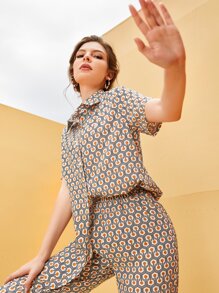 Mulvari 滿版圖案紐扣襯衫和褲子 - 彩色 - 查看 1