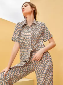 Mulvari 滿版圖案紐扣襯衫和褲子 - 彩色 - 查看 5