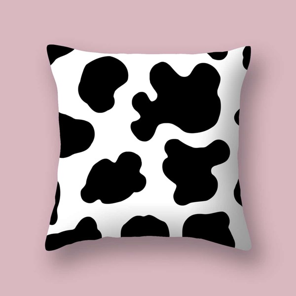 

Cow Pattern Cushion Cover Without Filler, Black and white