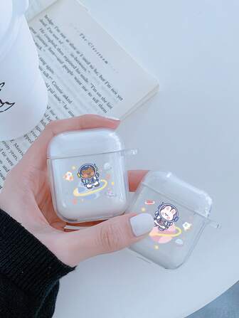 2pcs Cartoon Graphic Clear Case Compatible With Airpods