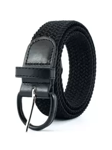 1pc Men's Elastic Belt Without Holes, Suitable For Daily Wear - Black - View 1