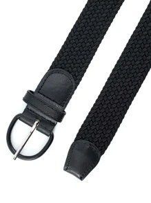 1pc Men's Elastic Belt Without Holes, Suitable For Daily Wear - Black - View 3
