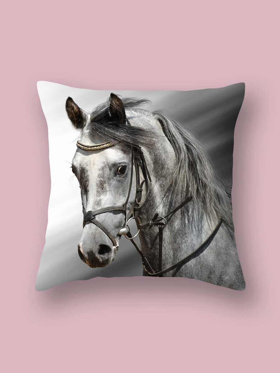 Horse Print Cushion Cover Without Filler, Modern Throw Pillow Case For Sofa - Multicolor - View 1