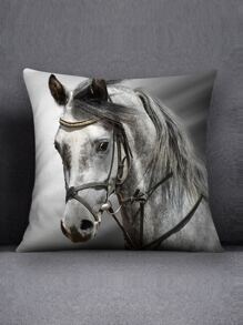 Horse Print Cushion Cover Without Filler, Modern Throw Pillow Case For Sofa - Multicolor - View 2