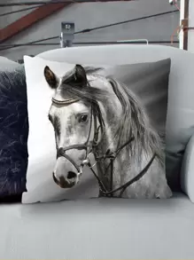 Horse Print Cushion Cover Without Filler, Modern Throw Pillow Case For Sofa - Multicolor - View 3
