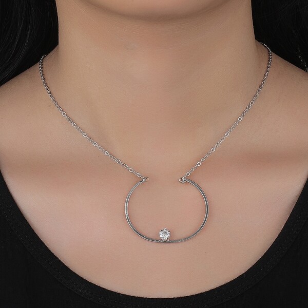 

Rhinestone Charm Necklace, Silver