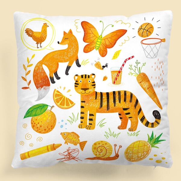 

Kids Animal Print Cushion Cover Without Filler, Multicolor