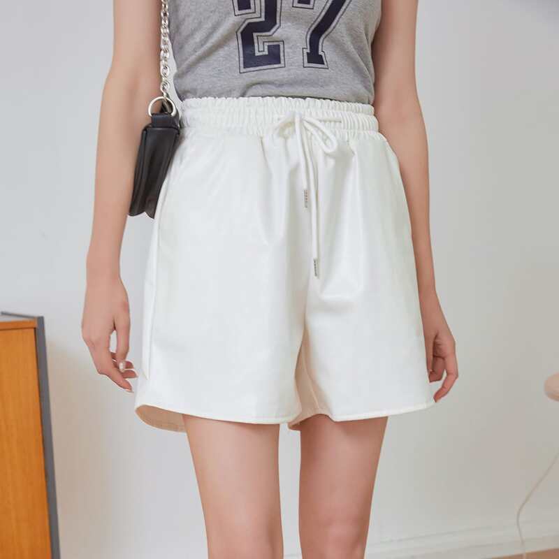 

Drawstring Waist Solid Shorts, White
