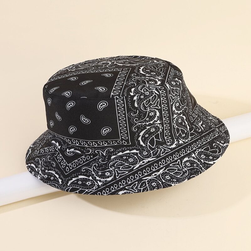 

Paisley Print Bucket Hat, Black and white