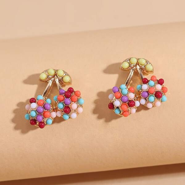 

Cherry Stud Earrings, Multicolor