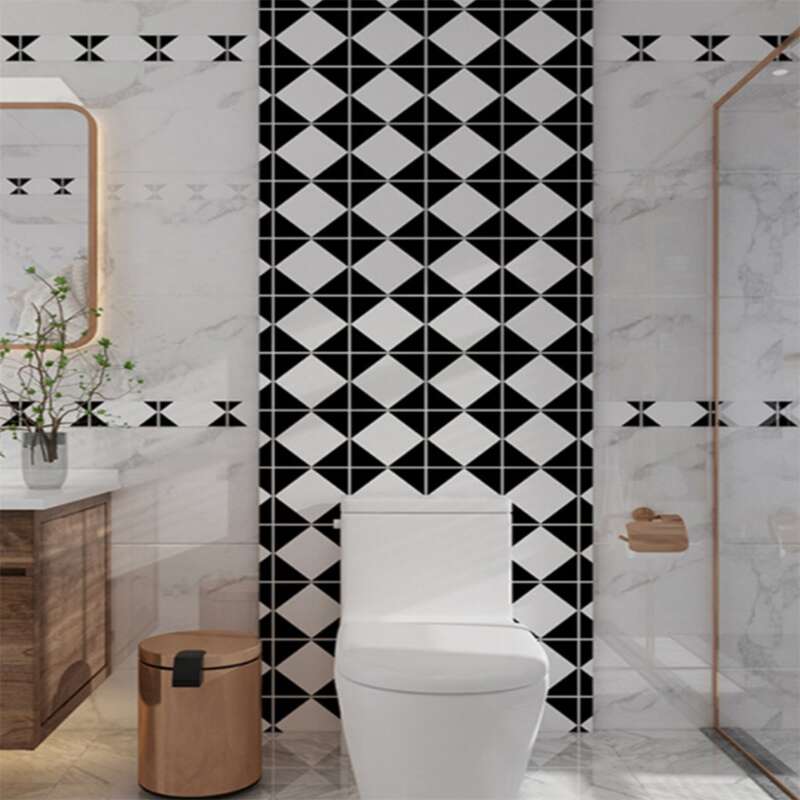 

1pc Geo Graphic Wall Sticker, Black and white