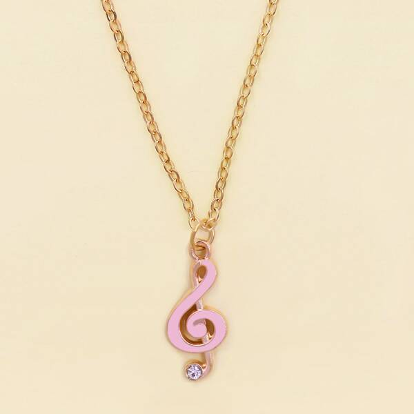 

Musical Note Charm Necklace, Pink