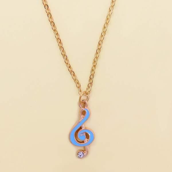 

Musical Note Charm Necklace, Blue