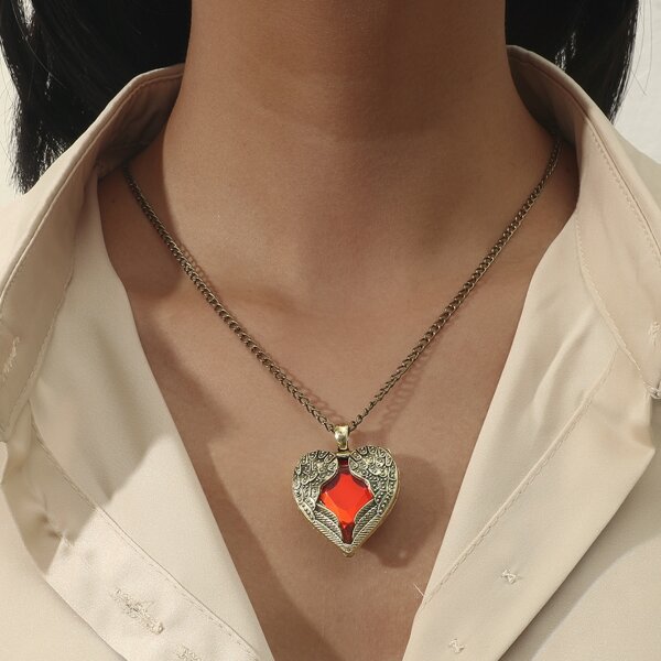 

Heart Charm Necklace, Bronze