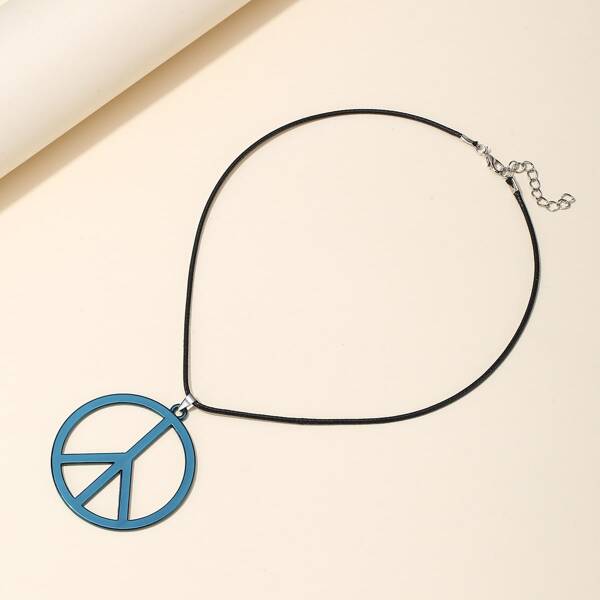 

Hollow Out Pendant Necklace, Blue