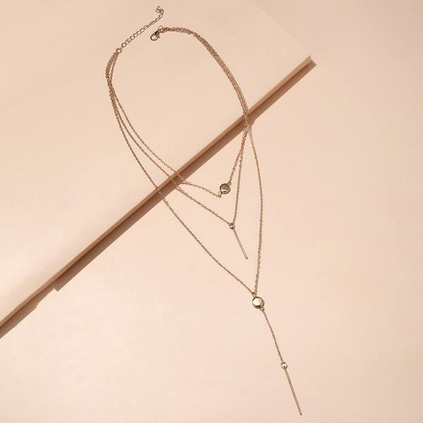 

Geometric Charm Layered Y Lariat Necklace, Gold