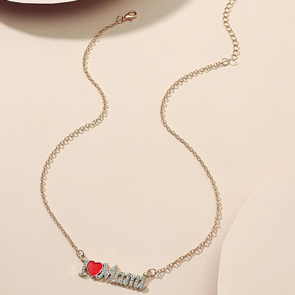 

Rhinestone Letter Decor Necklace, Gold