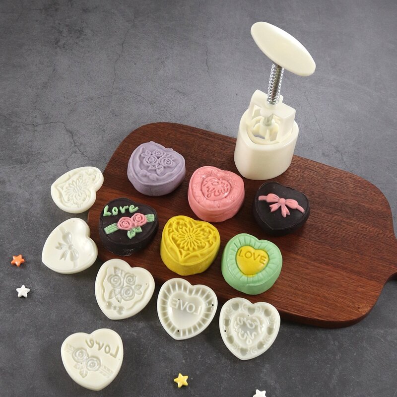 

6pcs Moon Cake Mold Set, White