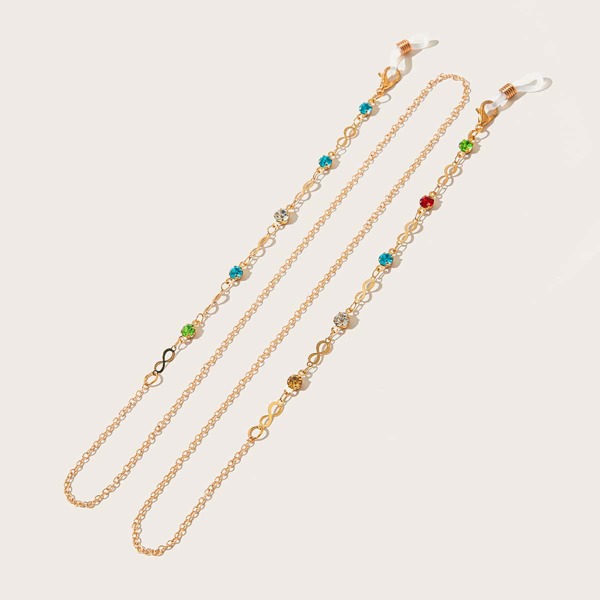

Rhinestone Decor Face Mask Chain, Gold