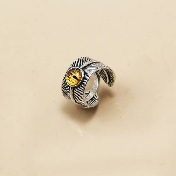 

Men Feather Design Ring, Silver