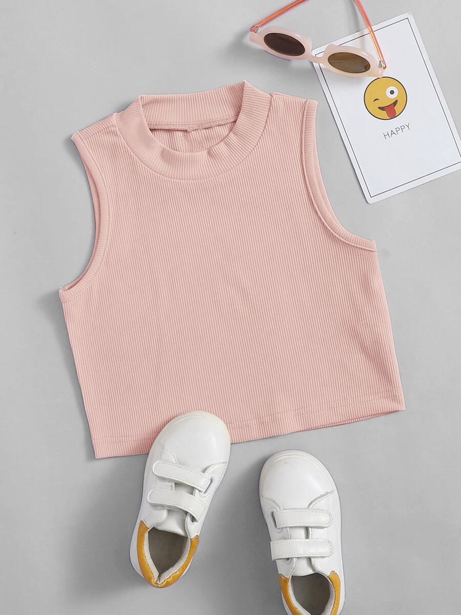 Toddler Girls Solid Ribbed Tank Top - Baby Pink - View 1